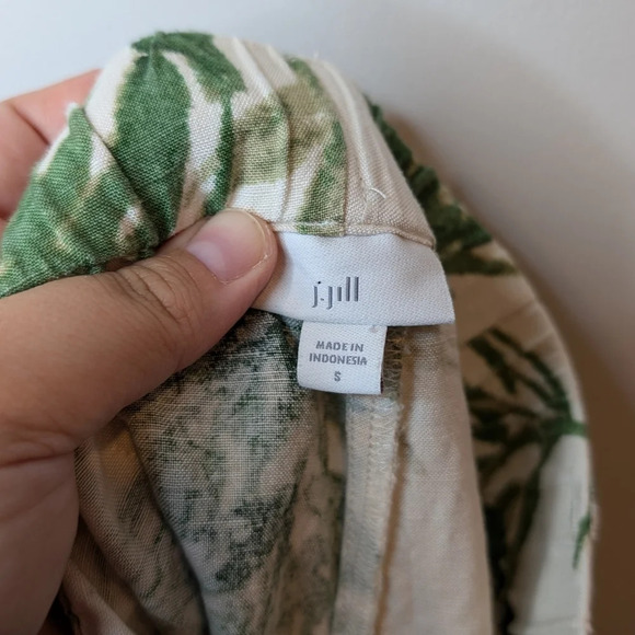 J Jill Cream Tropical Leaf Plant Patterned Linen Blend  Wide Leg Pants Women S - Picture 6 of 11